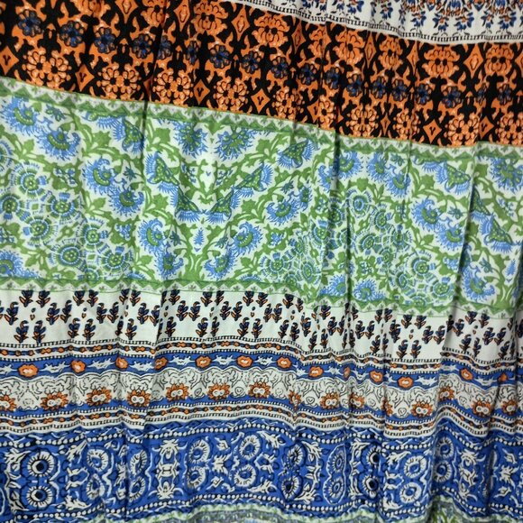 Lilka Mendocino Maxi Dress M Boho Festival Mixed Print Pleated Bust Empire Waist - Picture 3 of 13